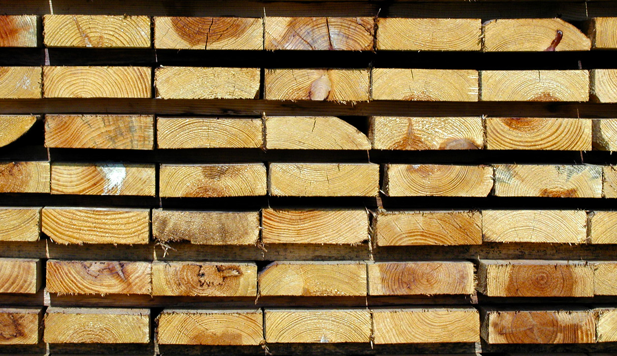 A stack of dimensional lumber in the yard at Mifflinburg Lumber and Building Supply